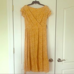 Yellow Floral Midi Dress